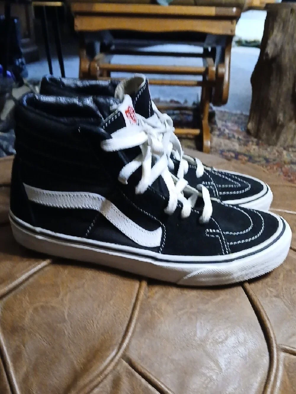Vans Black &‎ White Classic High-Top Sneakers,mens Sz.6.5,womens Sz.8